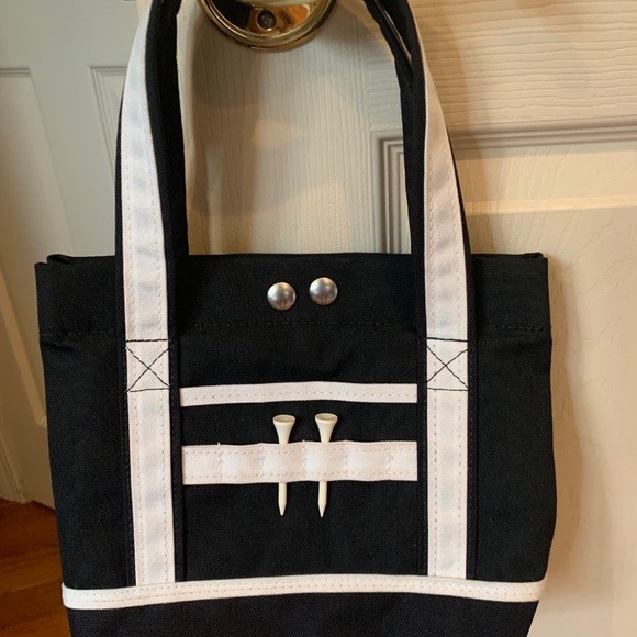 Dot Black/Cream Canvas Golf Tote Bag - Picture 3 of 7